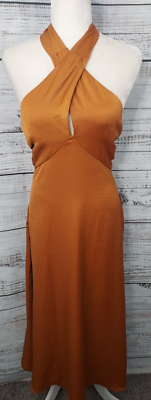 HOUSE OF HARLOW 1960 Satin Halter Maxi Dress Woman Medium Rust Orange NEW | eBay HOUSE OF HARLOW 1960 Satin Halter Maxi Dress Woman Medium Rust Orange NEW | eBay