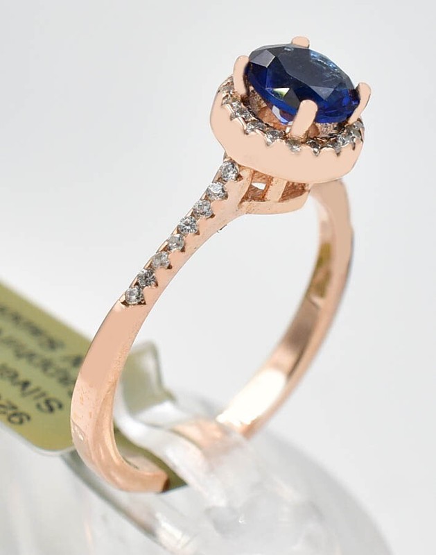 GENUINE 1.45 Cts BLUE & WHITE SAPPHIRE RING .925 Sterling Silver - NEW WITH TAG