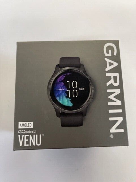 Garmin Venu Amoled GPS Smartwatch - Black with Slate Hardware (010-02173-11)