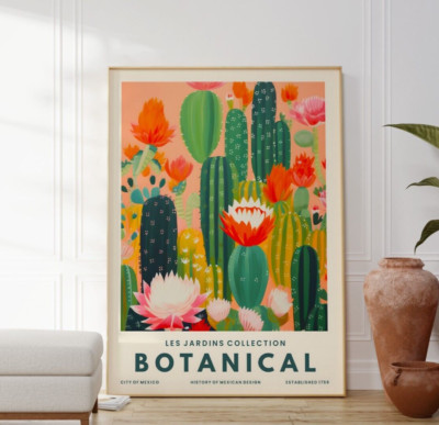 Kaktus Wüste Druck, Mexikanische Kakteen Poster, Botanisches Zuhause Wandkunst Dekor