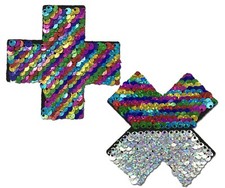 PASTEASE brand Pasties Plus X Sequined Pasties, Bold Colors Buy 2 Get 1 Free