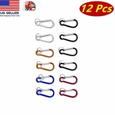 12 Pack of 3" Inch Assorted Colors Carabiners Clip Key Chain 75mm Aluminum 150lb