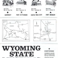 Vtg Wyoming State Museums Paper Pamphlet Advertising Trifold Cheyenne Map AAM 8C