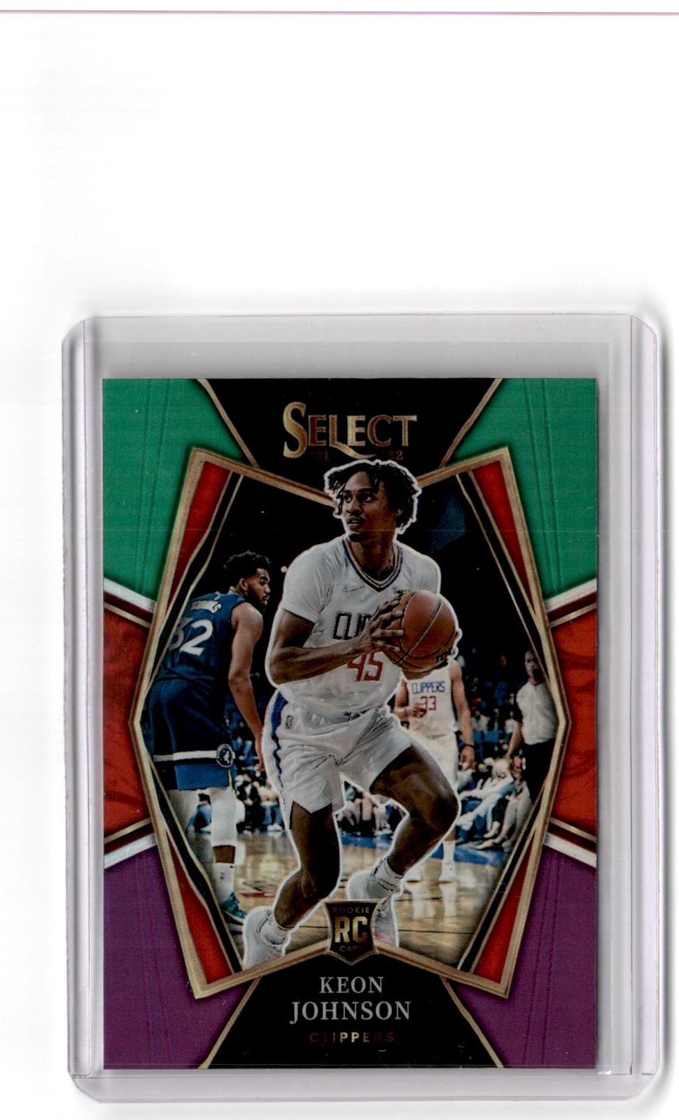 2021-22 Panini Select #115 Keon Johnson Green White Purple Prizms RC