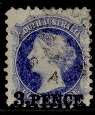 Australia - South Australia QV SG93, 3d on 4d ultramarine, FINE USED. Cat