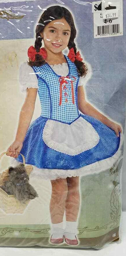 Fantasia Infantil O Mágico de Oz Dorothy TAMANHO Pequeno 4-6 NOVO - Imagem 2 de 2