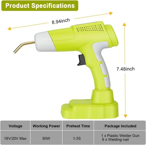 80W Cordless Plastic Welder Kit for Ryobi One+ Plus 18V Li-ion Battery Portable - Bild 6 von 7