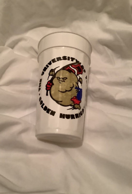 vintage 80s University of Tulsa golden hurricane plastic cup