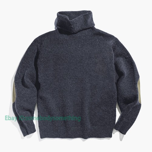 Suéter tejido grueso cuello de tortuga cachemira de color liso para hombre - Imagen 17 de 28