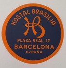 BRASILIA Hotel old luggage label BARCELONA Spain