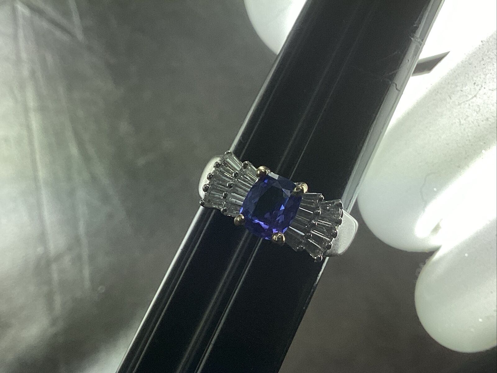 18K WHITE GOLD SOLID EXQUISITE VINTAGE BLUE SAPPH… - image 23