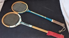 Vintage Wooden Squash Raquets, 1 Dunlop & 1 De Luxe