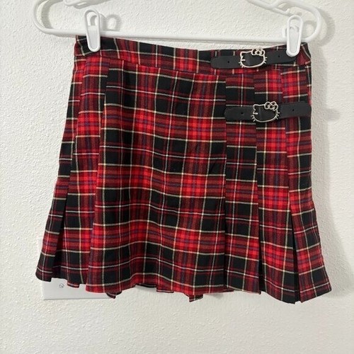 Hello Kitty X Forever 21 Red Pleated Mini Skirt Y2K New Size Small Metal Hardwar