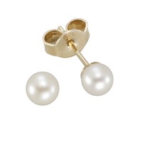 F Ohrstecker 333/- Gold SüßWasserzuchtperle Weiß 0,4Cm Damen GläNzend Neu