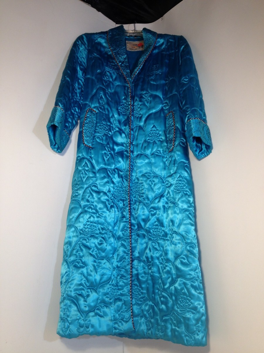 ジャケット・アウター PEONY COAT PEONY Brand Shanghai China Vintage Blue Long Satin Jacket Closure