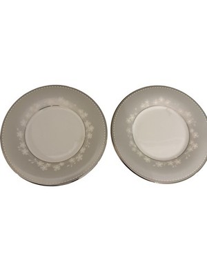 Lenox Bellina Saucer for Flat Cup Platinum Trim Bone China Set of 2