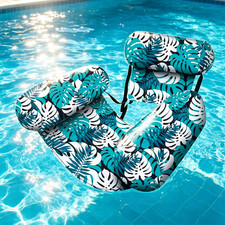 blue Foldable Inflatable Floating Pool Lounger Chair Adult Lake Beach Relaxer