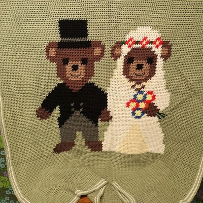 Teddybär grün gestrickte Hochzeitsdecke