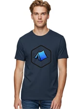 Hexagon-Tent-Logo Mens Graphic Tee, 100% Cotton, Casual Summer Wear