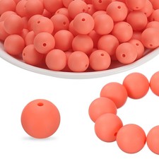 40Pcs Silicone Beads 15mm Silicone Beads Bulk for Pens Loose Round Pink Orange