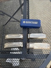 Vintage Estate Fresh Lot Of 4 Metal M. Hohner Harmonica s Germany