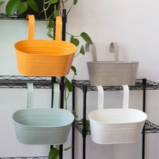 Iron Hanging Flower Pots Detachable Hook Balcony Garden Fence Railing Planter UK