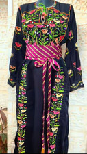 Vintage Palestinian Handmade Stitches Embroidery Velvet Wedding Dress Thoub