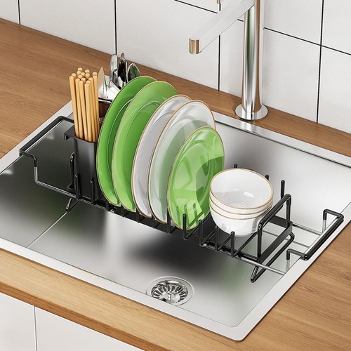 Black Counter Dish Drying Rack Space-Saving Tableware Storage Rack Sink - Picture 10 of 12