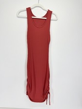 Reformation Jeans Aerin Sleeveless Ruched Ribbed Knit Dress Red Rust Size M