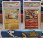 2017 Pokemon Sun & Moon #28 Pikachu + #18a Charmander - Holo - PSA 9