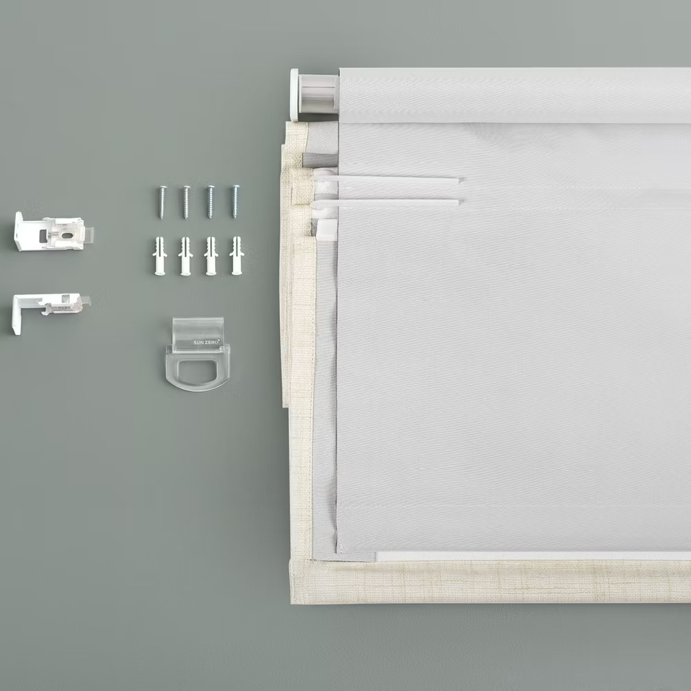 29"x64" Sun Zero Somerton Textured 100% Blackout Cordless Roman Shade Linen