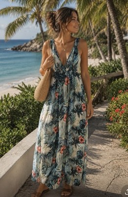 MNG Mango Collection Tropical Print Maxi Dress; Floral Vacation Resort 4