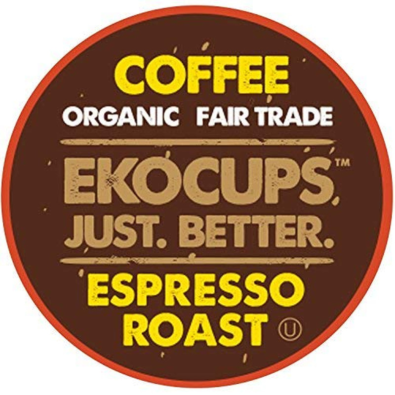 EKOCUPS Organic Espresso Roast Coffee Pods, Extra 30% More Coffee per Cup, Artis