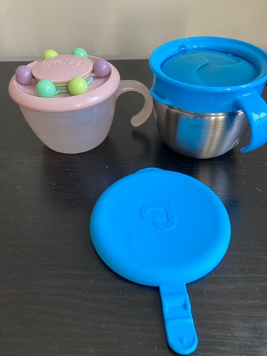 Melii Abacus and Munchkin Stainless Steel Snack Cups  -gently used.