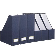 Set of 6 Magazine File Holder Stylish Sturdy Cardboard File Boxes Desk Magazi...