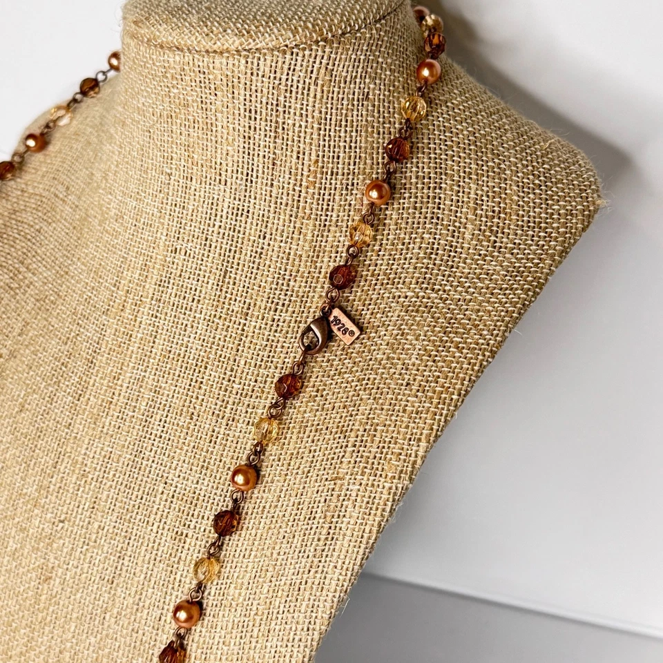 Collar estilo aleta 1928 borlas Lariat perlas de imitación cuentas de cristal tono dorado Foto 4 de 4