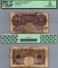 Great Britain 10 Shillings 1940 - 1948 Pick # 366 PCGS 12 FINE