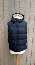 Jack Wills Gilet Body Warmer Size 12 Duck Down feather Hooded Sherpa Navy Blue 