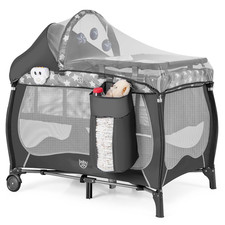 4 in 1 Pack and Play, Portable Baby Playard with Bassinet, Adjustable Canopy, Ch