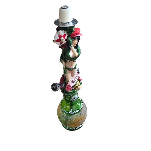 Starbuzz Tobacco Sexy Lady Hookah Green Glass Base Pinup Girl Skulls Roses Stem