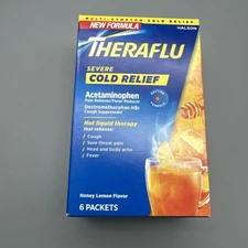 Thera Flu Severe Cold Relief  Honey Lemon 6pck   Exp 2027