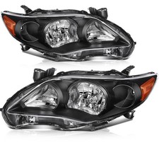 Headlight Assembly Replacement Fit 2011-2013 for Toyota Corolla Black Housing