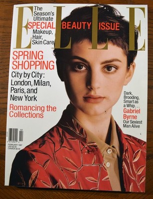 ELLE MAGAZINE FEBRUARY 1997  HONOR FRASER COVER SUPERMODELS, INK SPLATS ON COVER