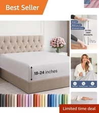 Extra Deep Cal King Fitted Sheet - Hotel Luxury Single Fitted Sheet Only - Ea...