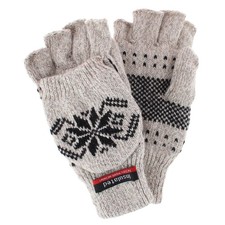 Iceberg Polar Wear Men's Convertible Wool Blend Winter Mittens Snowflake