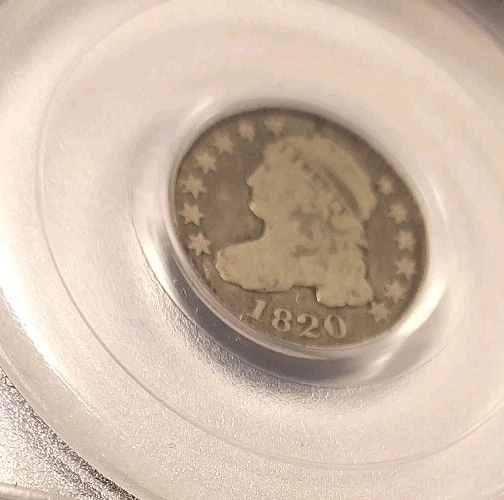 Rare!  1 Of 1 Pop CAC Stickered PCGS VG08, 1820 Capped Bust Dime Large O  - Image 3 of 4