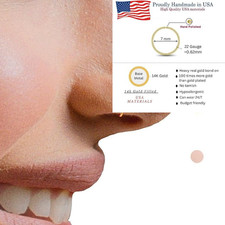 Small Gold Nose Ring Hoop for Women, Tiny Thin 14k Filled