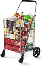 Wellmax WM99024S Grocery Utility Shopping Cart, Easily Collapsible and...