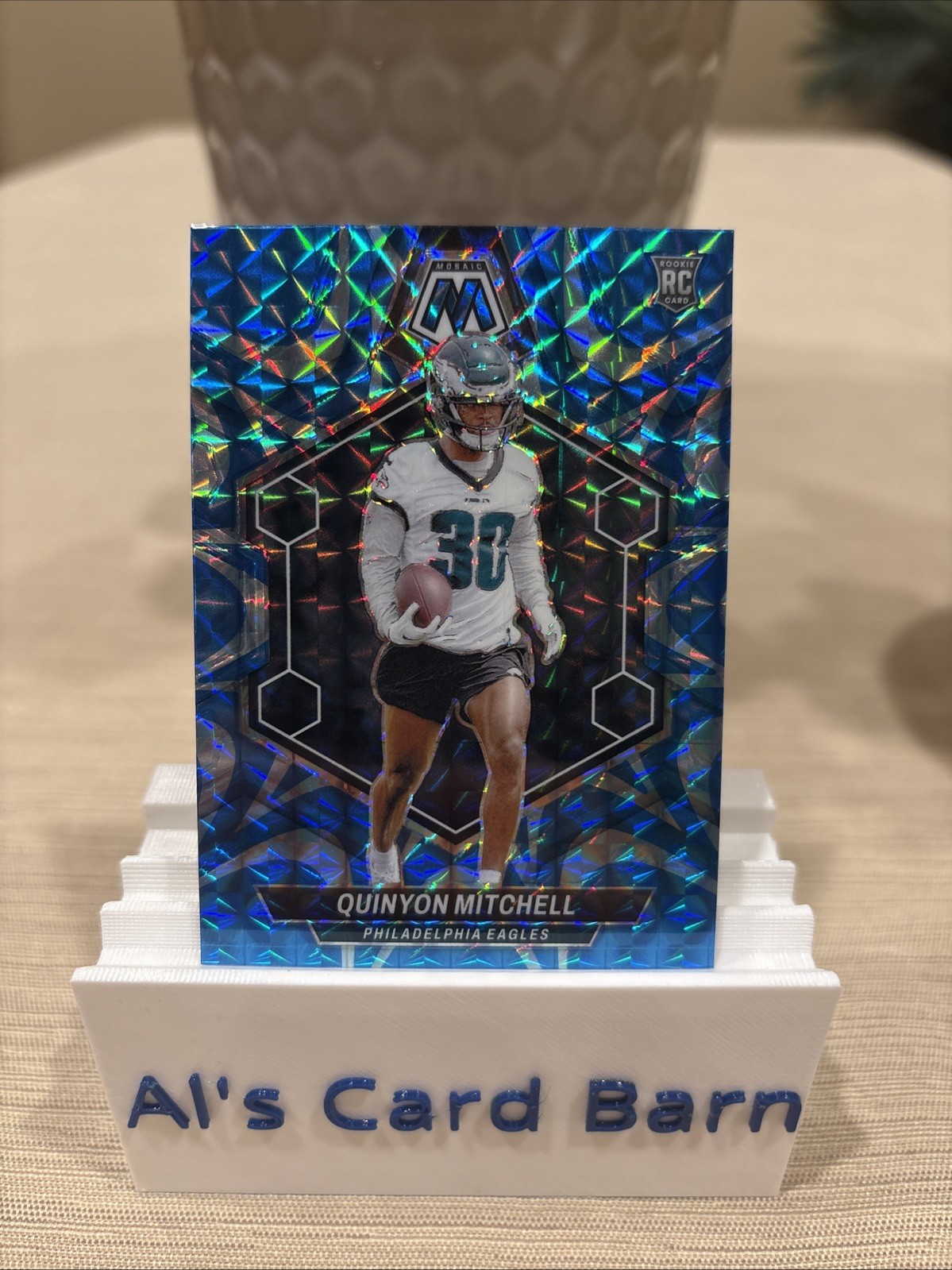 2024 Panini Mosaic Quinyon Mitchell Blue Reactive Prizm #322 Eagles RC Parallel