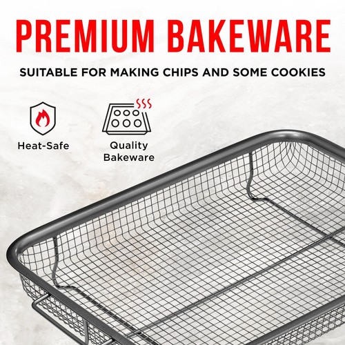 Bakken Swiss Air Fryer Tray, 2 in 1 Nonstick Crisper Air Fry Basket w/Elevate... - Picture 4 of 8